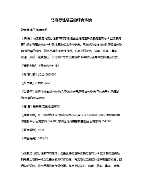 马流行性感冒的综合诊治