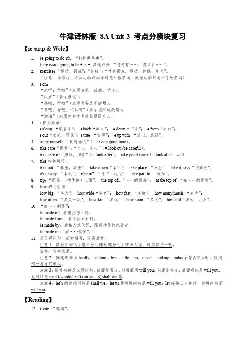 Unit3考点分模块复习牛津译林版英语八年级上册