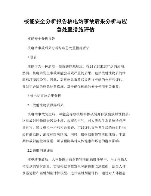 核能安全分析报告核电站事故后果分析与应急处置措施评估