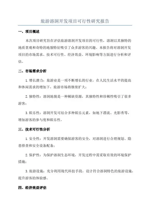 旅游溶洞开发项目可行性研究报告