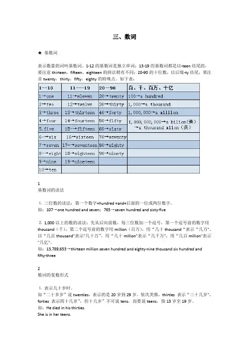 高考英语24个语法之数词