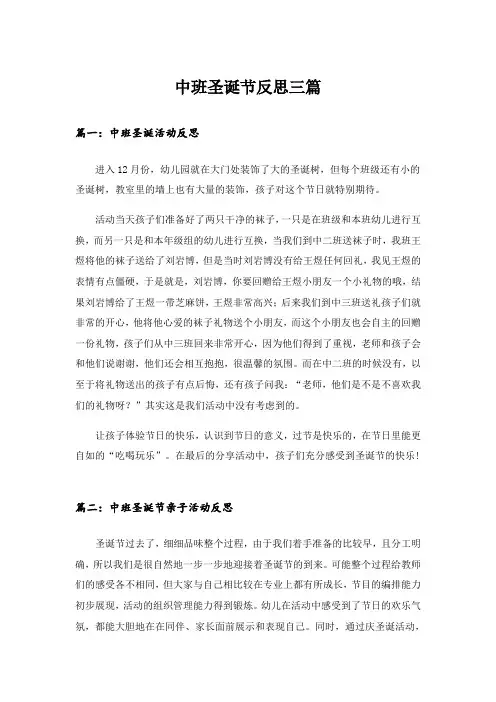 生活知识_中班圣诞节反思三篇