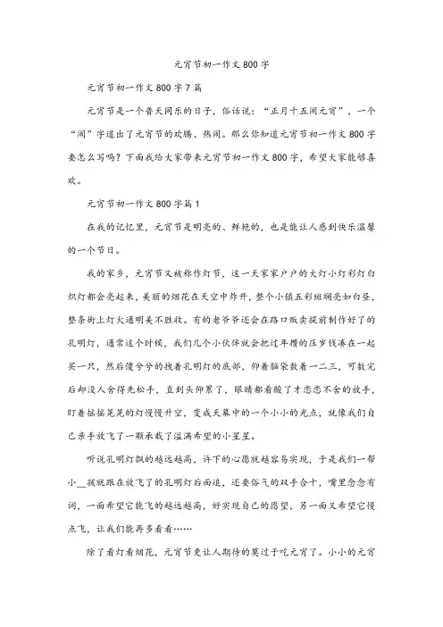 元宵节初一作文800字