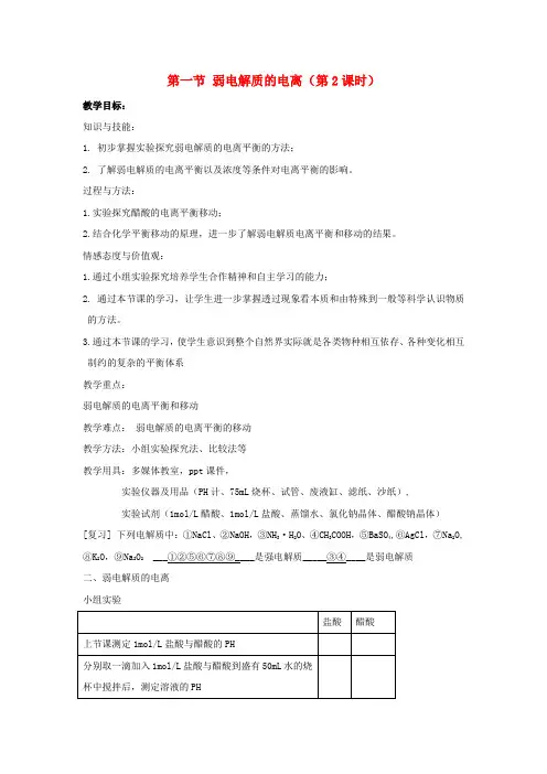 高中化学第三章水溶液中的离子平衡第一节弱电解质的电离第2课时教案新人教版选修420171206241.doc