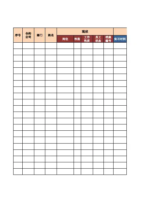 员工花名册样表 含公式 