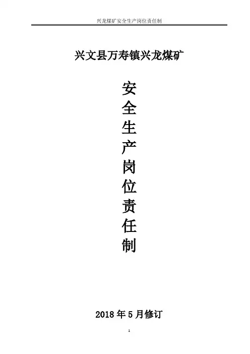 兴龙煤矿安全生产岗位责任制2018.5修定