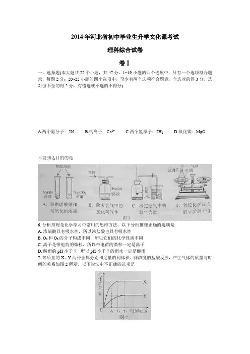 2014年河北省中考理综试卷