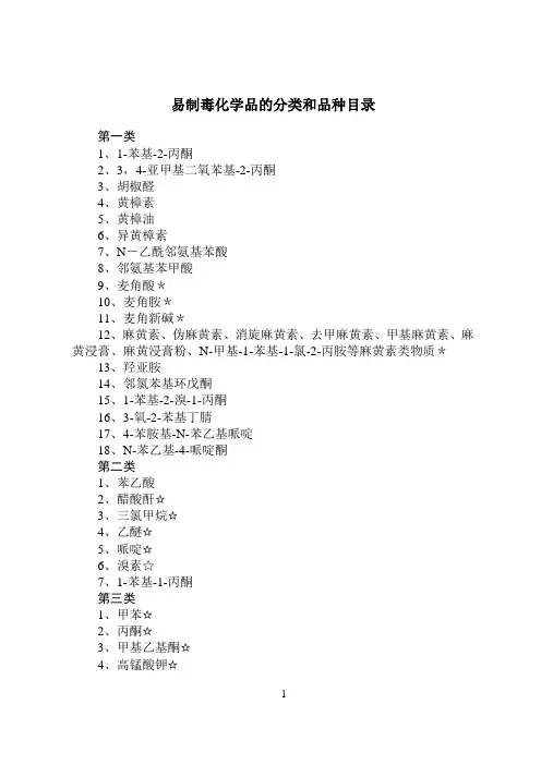 易制毒化学品的分类和品种目录2017.doc