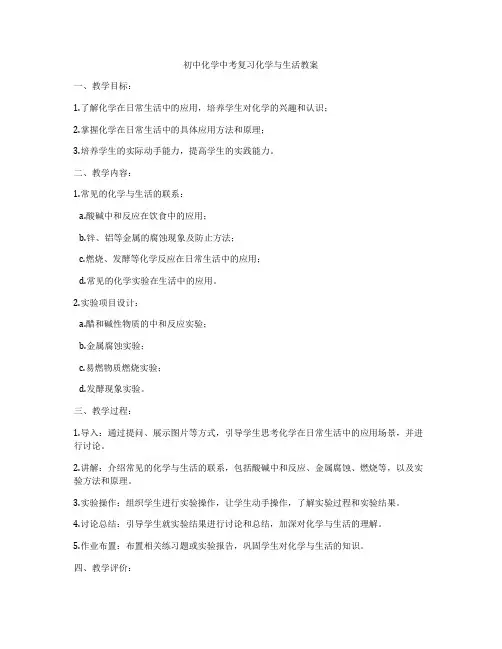 初中化学中考复习化学与生活教案