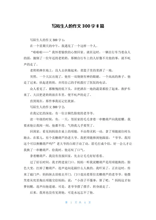 写陌生人的作文300字8篇