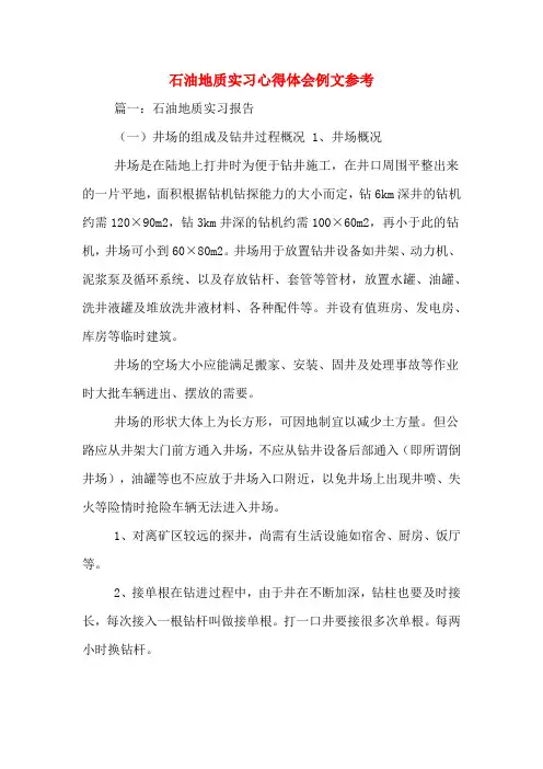 石油地质实习心得体会例文参考