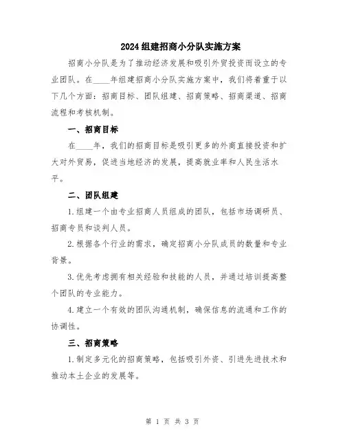 2024组建招商小分队实施方案