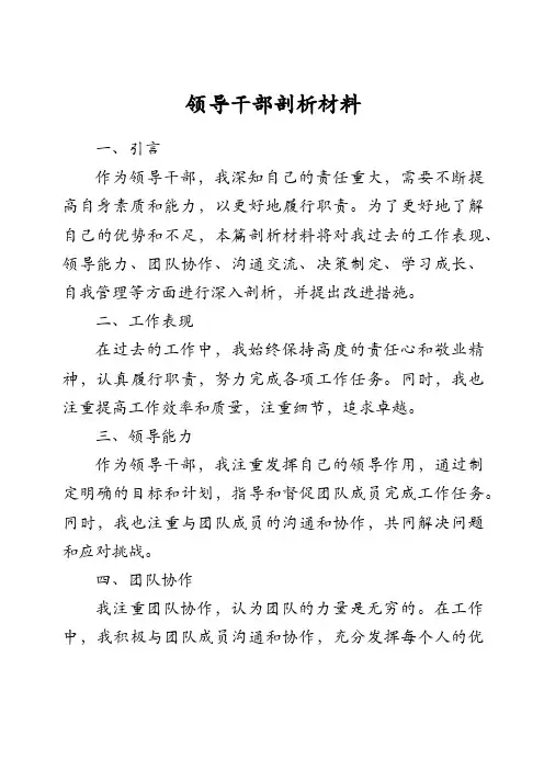 领导干部剖析材料