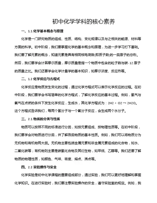 初中化学学科的核心素养