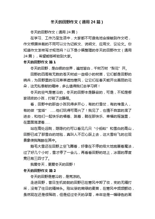 冬天的田野作文（通用24篇）