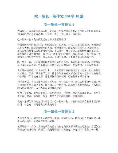 吃一堑长一智作文600字10篇