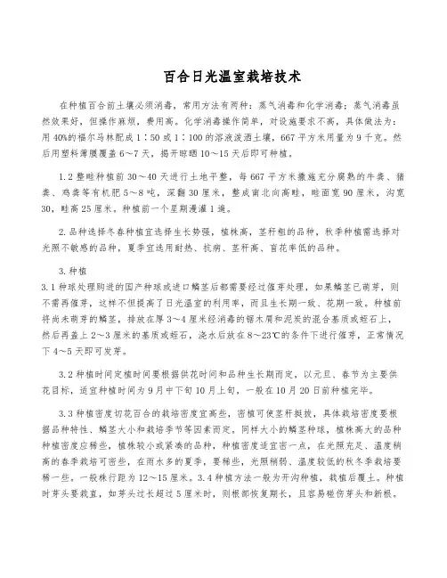 百合日光温室栽培技术
