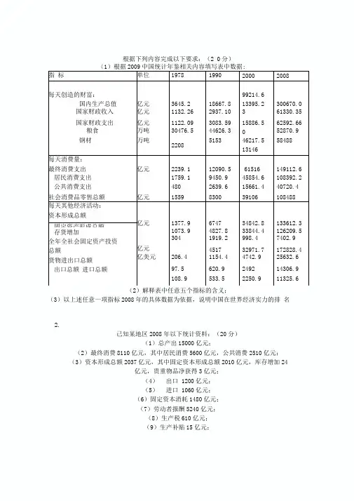 年国民经济核算题与答案-