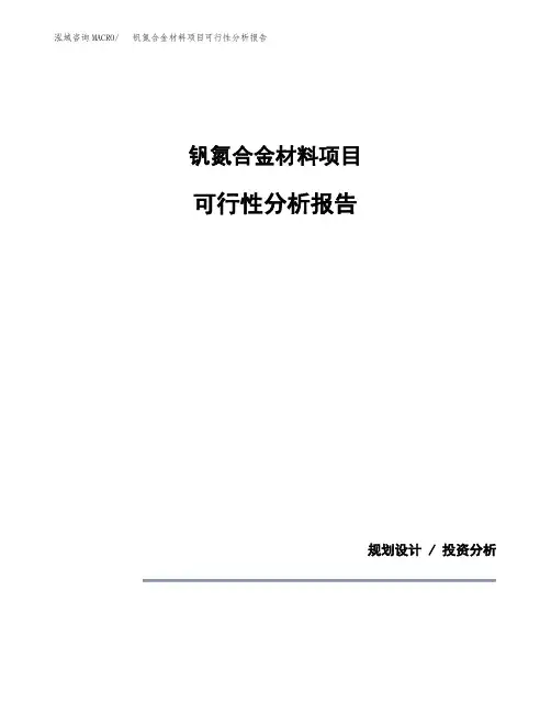 钒氮合金材料项目可行性分析报告(模板参考范文)