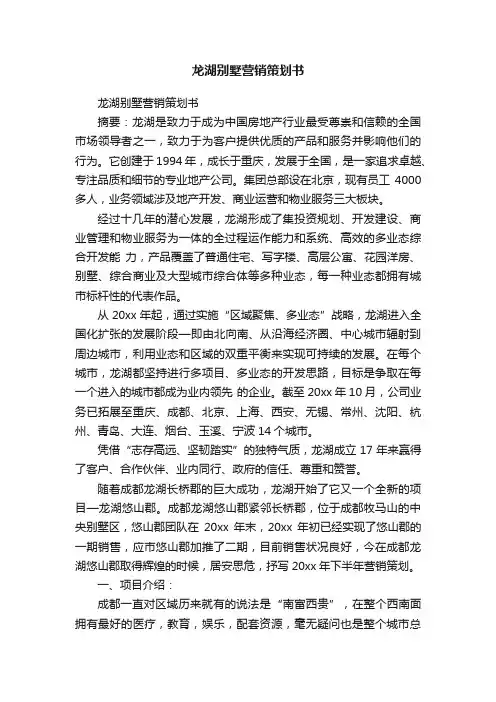 龙湖别墅营销策划书