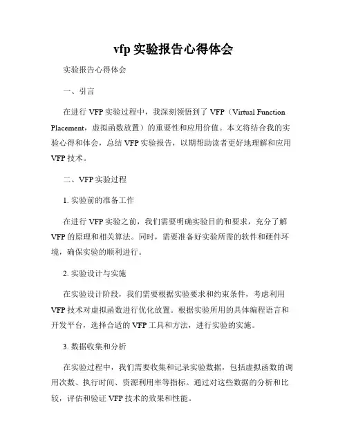 vfp实验报告心得体会