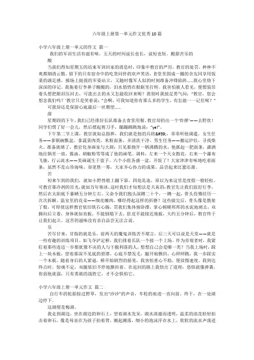 六年级上册第一单元作文优秀10篇