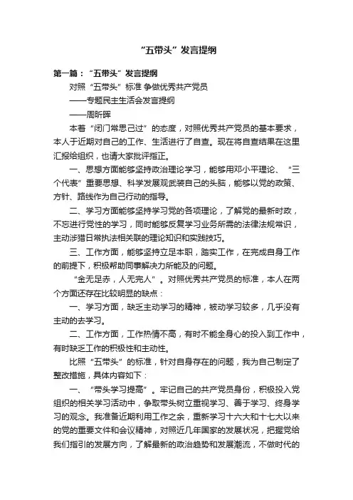 “五带头”发言提纲