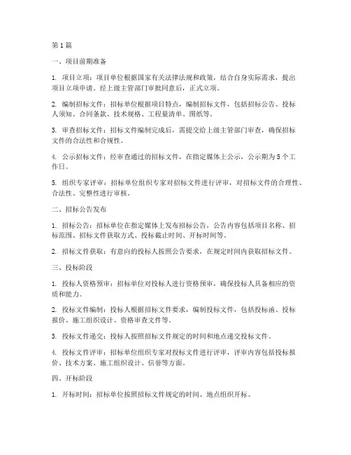 工程类项目挂网招标流程(3篇)