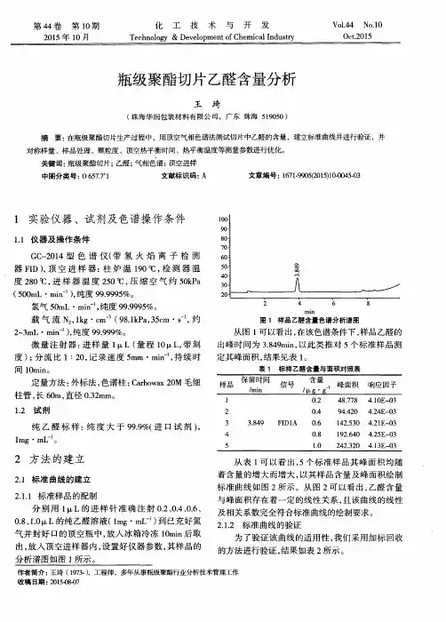 瓶级聚酯切片乙醛含量分析