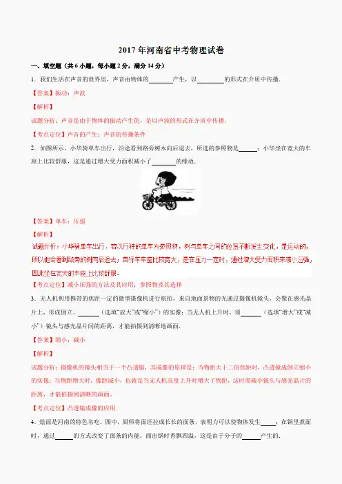河南省2017年中考物理试题