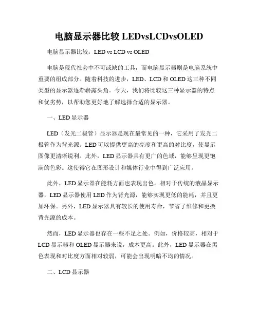 电脑显示器比较LEDvsLCDvsOLED