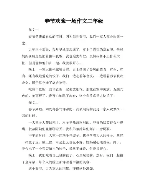 春节欢聚一场作文三年级