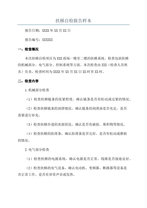 扶梯自检报告样本