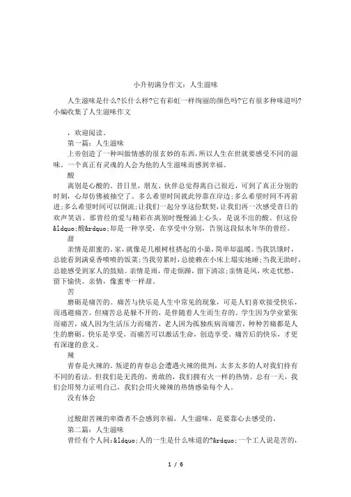小升初满分作文：人生滋味