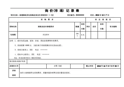 询价(市场)记录表【模板】