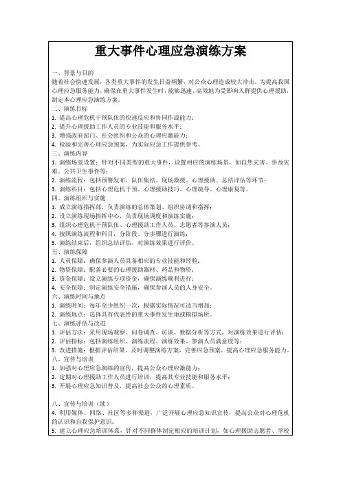 重大事件心理应急演练方案