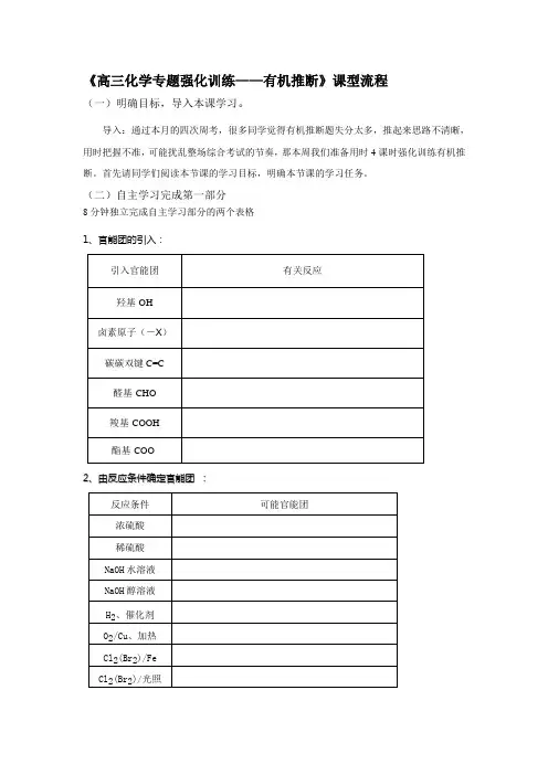高三化学专题强化训练——有机推断课型流程