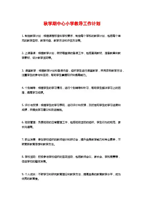 秋学期中心小学教导工作计划 (2)