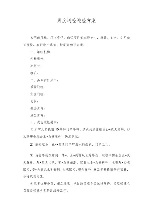 月度巡检迎检方案