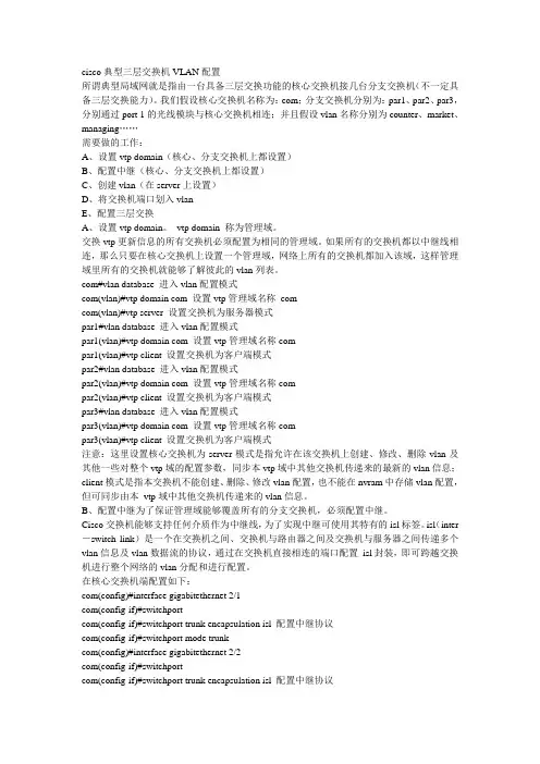 cisco典型三层交换机VLAN配置