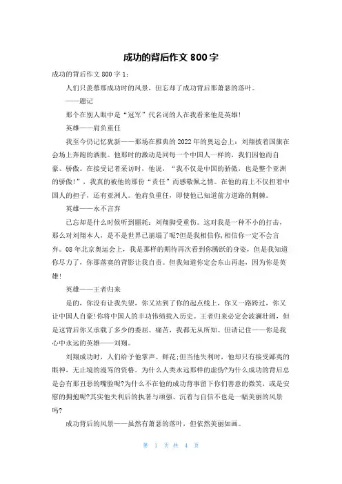 成功的背后作文800字