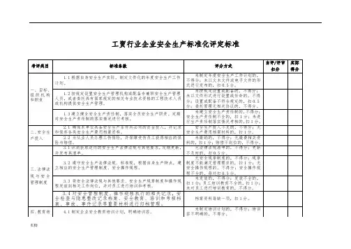 工贸行业企业安全生产标准化评定标准