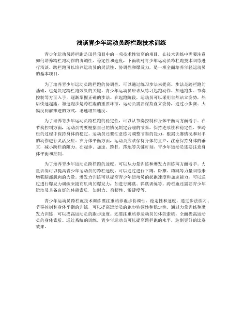 浅谈青少年运动员跨栏跑技术训练