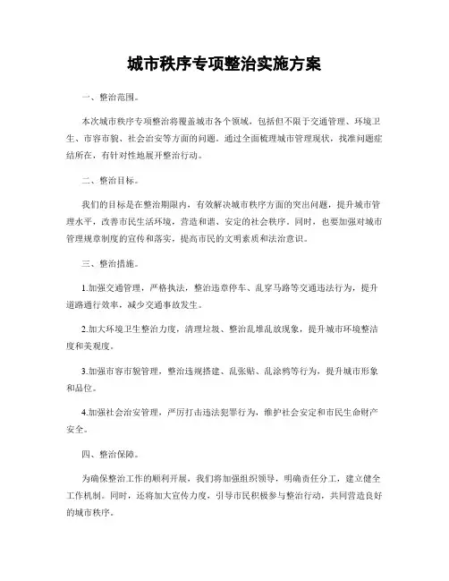城市秩序专项整治实施方案