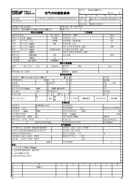 空冷器数据表
