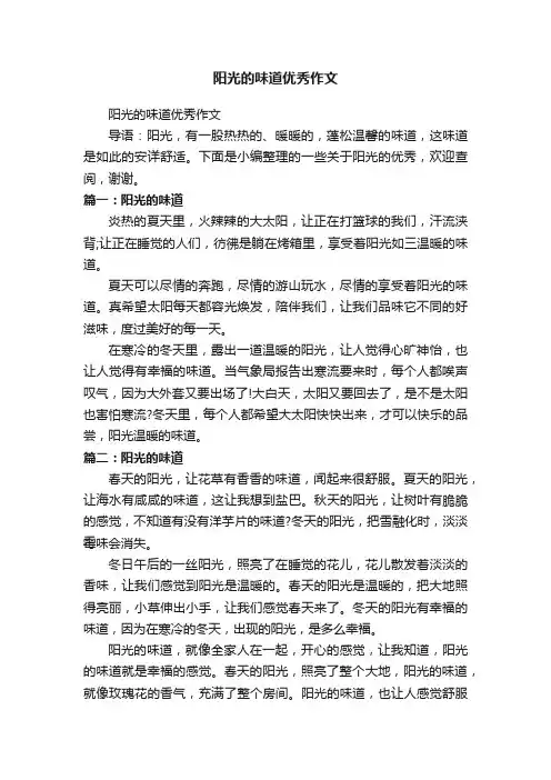 阳光的味道优秀作文
