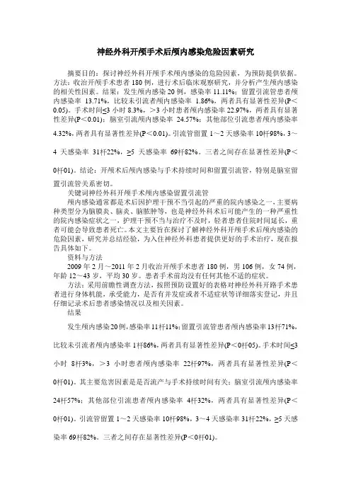 神经外科开颅手术后颅内感染危险因素研究
