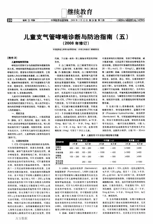 儿童支气管哮喘诊断与防治指南五
