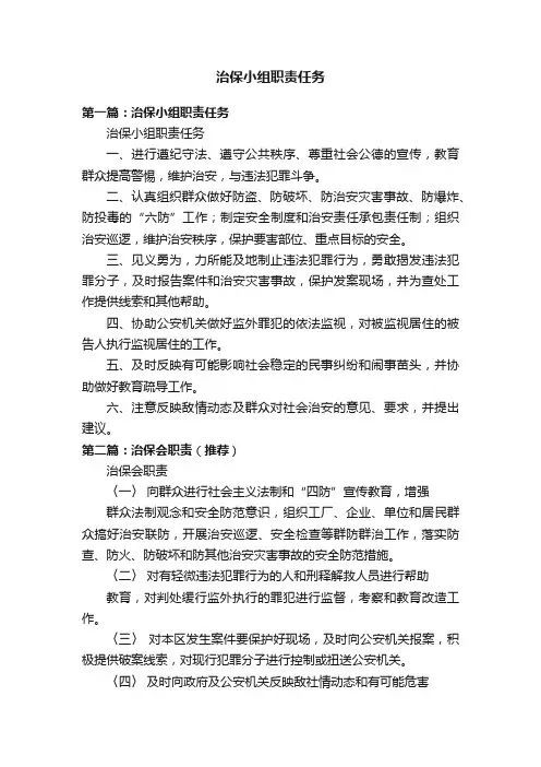 治保小组职责任务