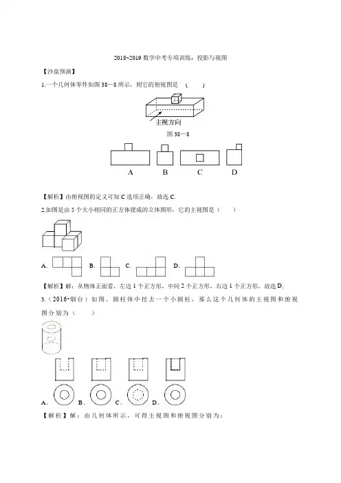 2018~2019数学中考专项 投影与视图